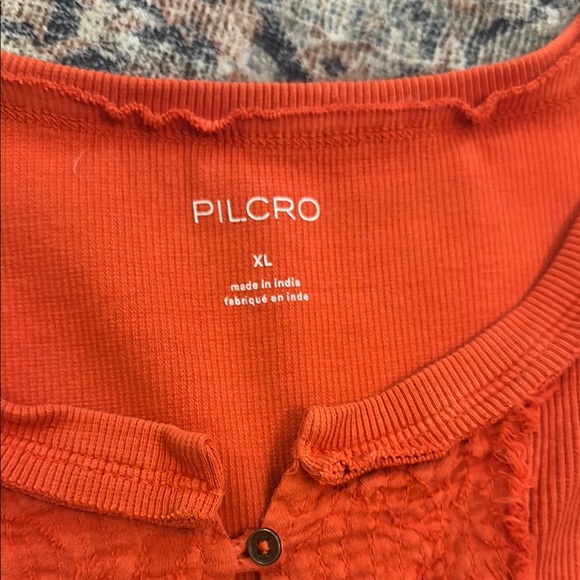 Anthropologie Orange Puff Sleeve Blouse - Picture 7 of 8